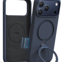 TORRAS Q3 Silicone 360 Spin for iPhone 17 Pro Case with Stand, Fit for MagSafe, Magnetic Ring Kickstand with Camera Control, Liquid Silicone Rubber Soft Phone Case for iPhone 17 Pro 6.3'', Deep Blue