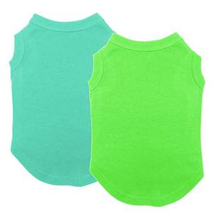 Chol&Vivi Dog Clothes Shirts, 2pcs Shirt for Large Size Dog, Blank Pet Cotton Sleeveless Apparel Soft and Lightweight, Tank Top for All Breeds, Light Blue and Green, XX-Large