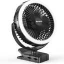 AMACOOL 10000mAh Rechargeable Camping Fan with LED Lantern - 8 inch Battery Operated Portable Fan with Clip on for Outdoor Tent Car RV Hurricane Power Outage