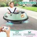 Hikole Baby Bumper Car with Remote Control, 12V Battery Powered Ride on Bumper Car for Toddler with 3 Speed, 360 Degree Spin, LED Lights, Safety Belt, Dual Joysticks, Green, Large