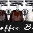 3 x 54 oz Glass Coffee Bean Storage Container with Shelf 3PCS Glass Containers with Airtight Locking Clamp Lid Spoons Coffee Canister Set Jars for Kitchen Food Storage Tea Sugar Black