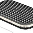 15 Air Cleaner for Carburetor, Oval Polished Aluminum Fully Finned Air Cleaner Element Compatible with Chevy-Black