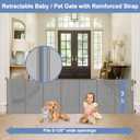 Reinforced 120 Inch Extra Large Baby Gate for Doorway, 33 Inch Tall Retractable Baby Gates Extra Wide, 10 Ft Mesh Gates for Kids and Pets, Outdoor Retractable Gate for dogs with Reinforced Strip, Gray