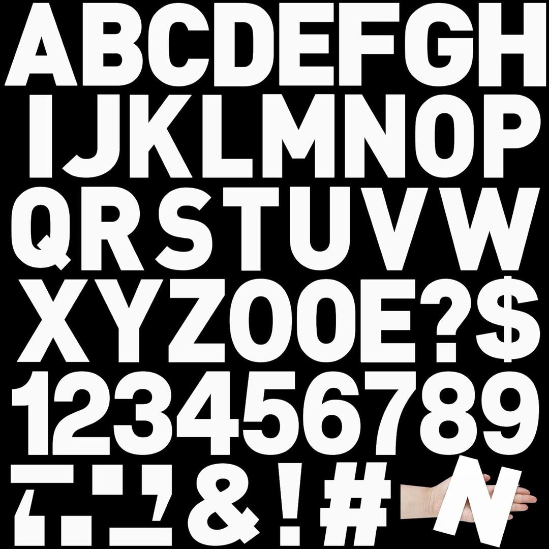 184 Pcs Large Vinyl Letter Sticker 6" Big Alphabet Number and Symbol Sticker Self Adhesive Removable Letter Decal for Christmas Bulletin Board Classroom Decor Poster Window Door Mailbox (White)
