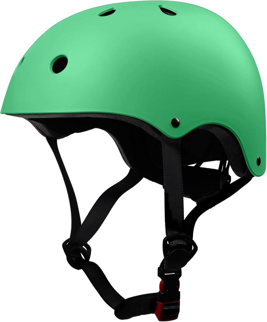 Kids Toddler Bike Helmet,2 Sizes Adjustable Youth Boys Girls Helmet Multi-Sports Adjustable for Scooter Bicycle Skateboard Cycling Roller Inline Skating (Medium: 21.3"-22.4" / 54-57 cm, Matte New Green)