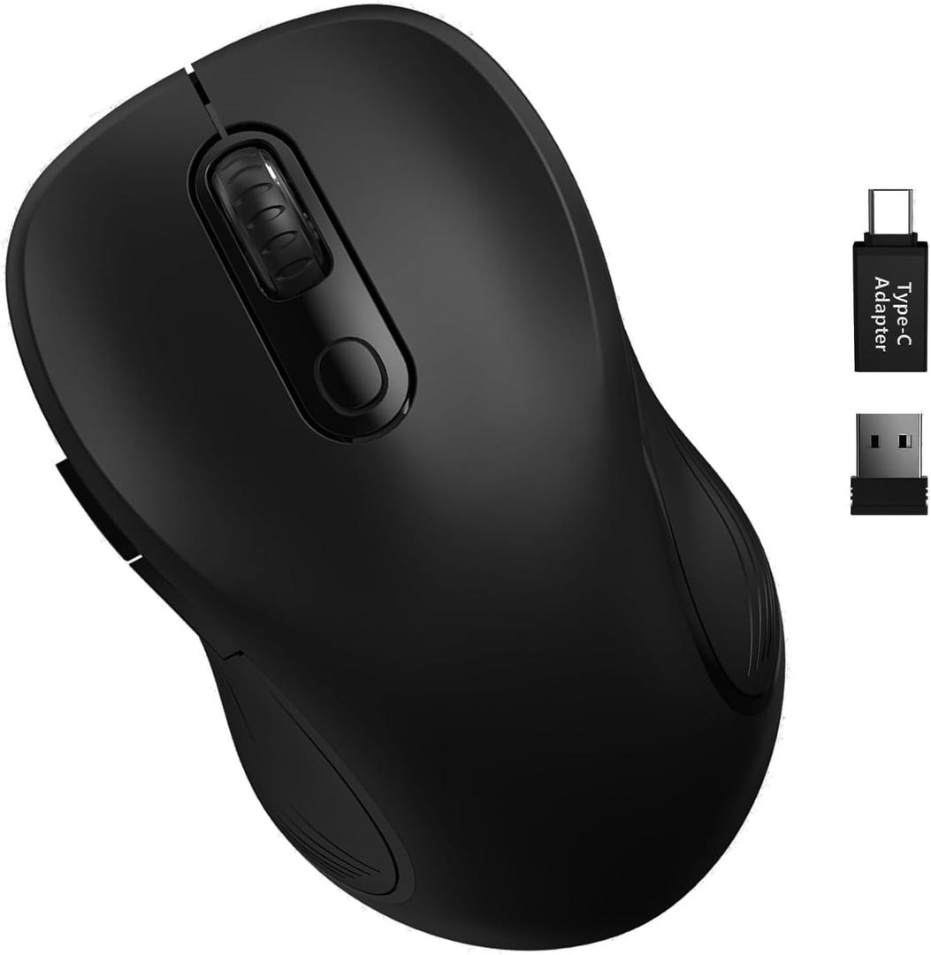 Trueque Wireless Mouse for Laptop, 2.4GHz Ergonomic Computer Mouse with Back & Forward Buttons, 3 Levels Tracking Speed, 6 Buttons, Optical USB Cordless Mice for Windows Chromebook MacBook PC (Black)