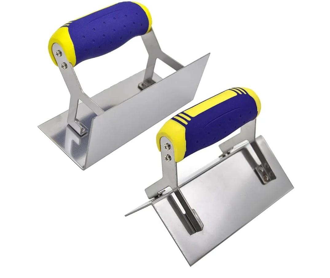 Concrete Tools Set Stainless Steel Corner Trowel 2 PC (Inside & Outside) Drywall Corner Knife Set Plastering Bricklaying Finishing Kit