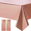 Just Shimmer 2 pcs Rose Gold Tablecloth Plastic -Stunning Metallic Matte Finish, 40" x 108" Bachelorette Table Cloth, Perfect for Wedding Birthday Party Anniversary Event Bridal Shower Decorations