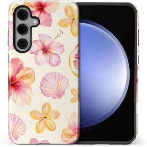 for Samsung Galaxy S24 FE Case for Women Girl Men Boy, Shockproof Soft Silicone & Hard PC Shell Protective Case for Samsung Galaxy S24 FE - Watercolor Flowers