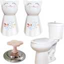 2Pcs Toilet Bolt Caps Decorative Animals Cat Ceramic Toilet Bolt Covers fit All Size Toilet Bolt Universal Toilet Caps