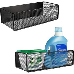 2 Pack Magnetic Shelf For Washing Machine, Laundry Room Organization And Storage Accessories, Magnetic Spice Racks For Refrigerator, Metal Storage Baskets For Laundry, Kitchen, Room Shelves (Black)
