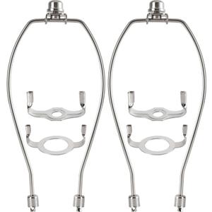 GO&SO 2 Pack Nickel Lamp Harp 8 inch with E26 UNO Light Base Set, Shade Holder Detachable Lamp Shade Adapter for Table & Floor Lamps,Heavy Duty Bracket DIY Light Fitting with Standard Saddle & Finial