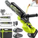 Mini Chainsaw Cordless, 8 Inch & 6 Inch Electric Chainsaw Battery Powered, 1000W Brushless Handheld Power Chain Saw with 2 Batteries, Small Tree Saw for Branch Trimming Wood Cutting