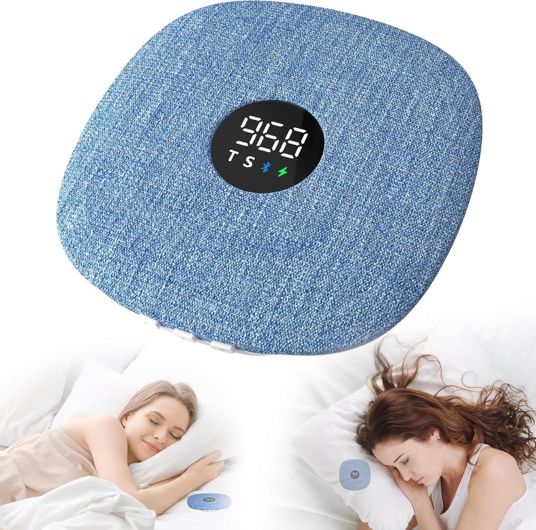Under Pillow Speaker for Sleeping, Dual Bone Conduction Bluetooth Pillow Speaker with LED Display, Two Listening Playback Modes, 955 Minute Timer Adjustment, 16 Hour Battery Life for Sleep Aid (Blue)