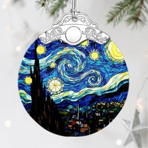 6 x Stained Glass Ornament, Christmas Ornaments, Christmas Decorations for Tree, Holiday Ornament, Gifts for Nature Lovers, Holiday Party Gifts, Gift Ideas & Xmas Gift - Van Gogh Starry Night