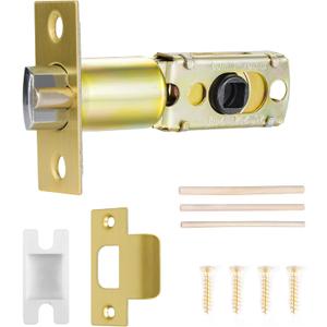 Adjustable Deadlatch Size 60/70mm 45Turning Angle Square Hole 7.6mm Suitable for Keyed Entry Door Knob/Handle, Door Lock Replacement Parts with Door Strike Plate, Gold/Brass