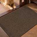 Dirt Trapper Door Mat 24"x 36", Non Slip Washable Doormat, Stain Removal and Absorbent Welcome Mat, Dog Door Mats,Low Profile Entrance Floor Mats for Front Back Door,Brown