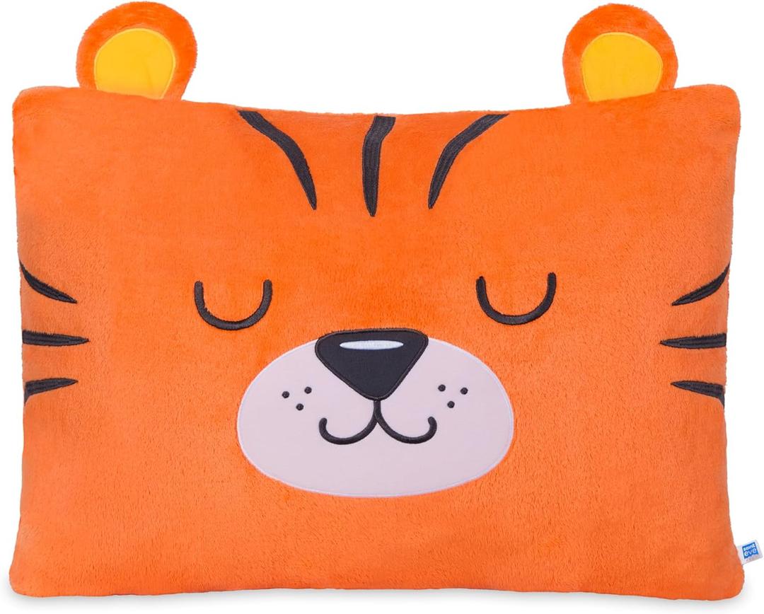 Saint Eve Kids Pillow Pals - Cute & Super Soft Animal Friends Decorative Fluffy Pillow Covers for Girls and Boys & Toddlers Beds, Playroom and Nap Time, Sensory Toys for Kids, Java the Tiger