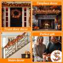 6 ft Fall Garland with Lights 72 Inch Artificial Bittersweet Garland for Mantel Thanksgiving Decorations Lighted Autumn Decoration with Daisy Pumpkin Artificial Mum for Home Fireplace Door