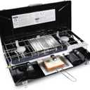 3-Burner Propane Camping Stove - Portable Stove with Adjustable Burners, Wind Guards, Toast Tray, 20,400 BTUs for Camping, Tailgating, BBQ, Picnics