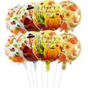 12Pcs 18'' Fall Balloons - Thanksgiving Foil Balloons with Turkey, Maple Leaf Designs for Party Decoration