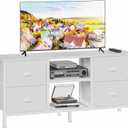 Furologee TV Stand Dresser with 4 Drawers, Entertainment Center with Open Shelf, Small Television Stands for 50" TV, Media Center for Bedroom, Living Room/White