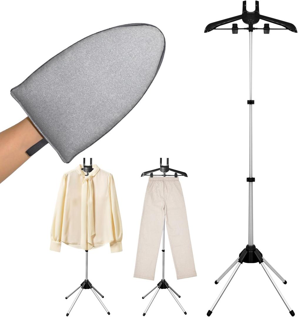 Steamer Hanger Stand,Steamer Stand For Clothes,Garment Rack For Steaming Clothes,Garment Hanger For Steaming Clothes Holder (Rack + Iron Gloves)