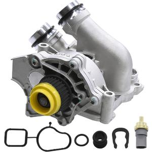 Aluminum electric engine water pump assembly with gasket assembly Compatible with Audi A3 A4 A5 A6 Q3 Q5 TT VW Beetle CC Eos GTI Jetta Passat Tiguan, Replaces# 06H121026AB, 06H121026CQ