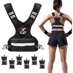 FUFF Weighted Vest Woman, 4-10 Lb Adjustable Weight Vest for Women Men, Female Strength Training Body Vest for Walking Exercise Running Workout (Black)