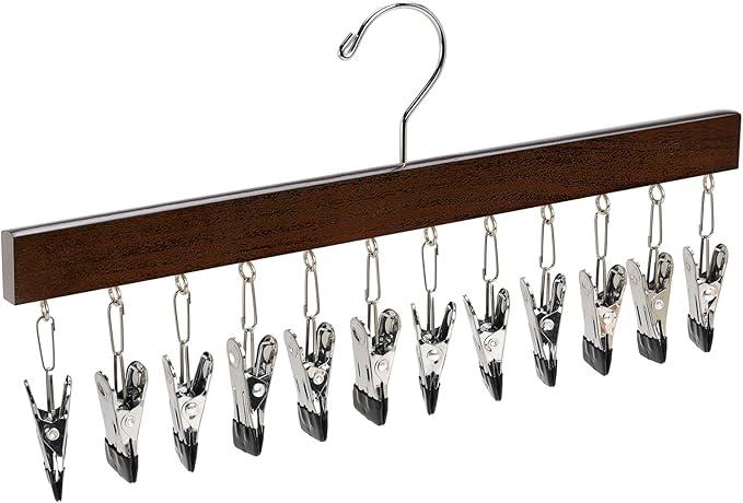Amber Home Wooden Grip Hanger - Small Item Hanger Suitable for Underwear, Hats, Towels, Prevents Deformation, Anti-Slip and Wrinkle-Resistant, 360-Degree Rotating Steel Hook, Rust-Resistant, Storage
