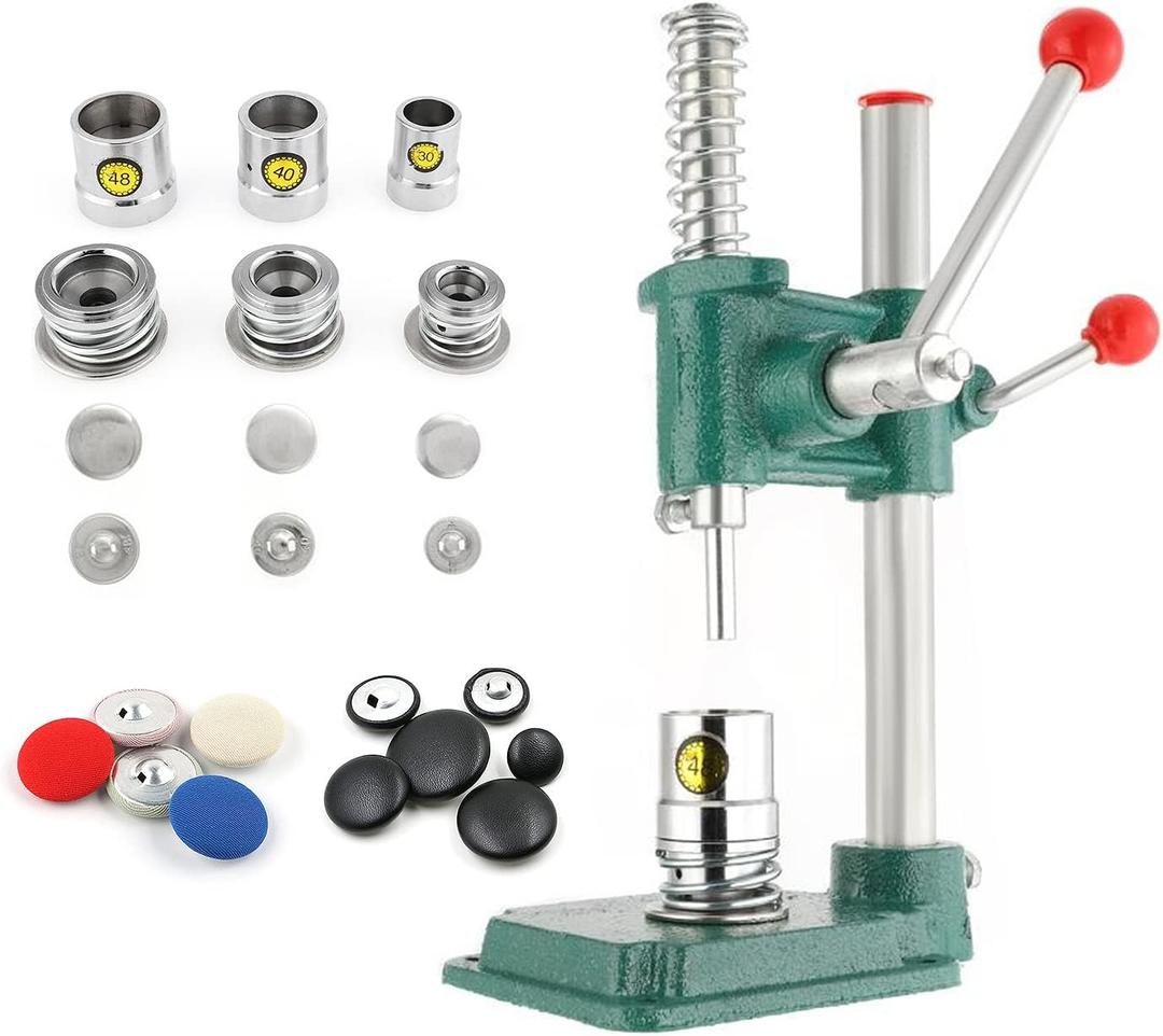 Fabric Button Maker Machine, Button Maker Handmade Fabric Covered Button DIY Tool, Upholstery Fabric Covered Button Maker Kit with 300 Pcs Buttons and 3 Molds (18, 25, 30mm) for Clothes, Doll