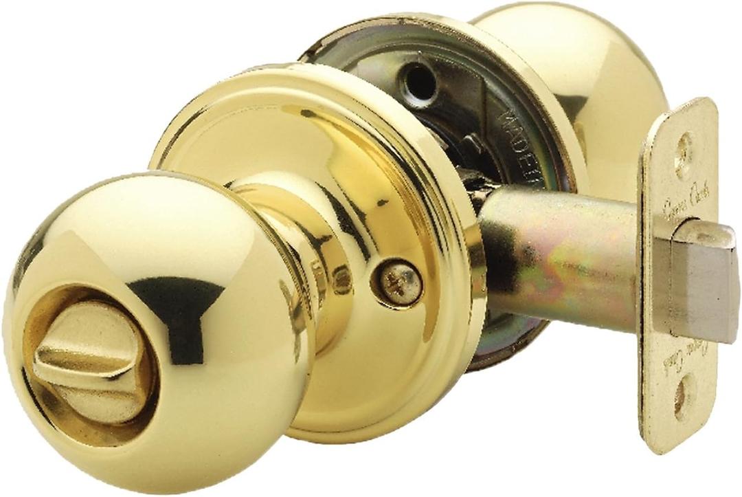 Entry Knob, Knob Handle, Polished Brass, Brass/Steel, Reversible, Universal Hand