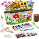 Large Paint & Plant Flower Growing Kit for Kids with 5 Flower Seeds, Gift Ideas Age 5 6 7 8-12 Years, Fun Kids Gardening Set, Birthday Crafts Gifts for Girls & Boys, Art Projects for Ages 5-12 Years
