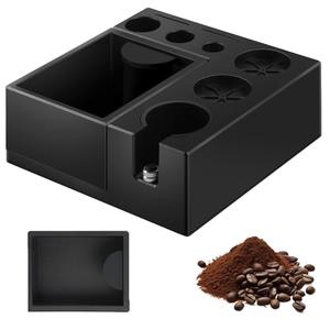 PUSEE Espresso Knock Box & Tamp Station, 9 in 1 Espresso Organizer, Fit 51,54,58MM Tamper, Distributor, Portafilter & Puck Screen Accessories, Detachable Knock Box