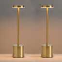 2 Pack LED Cordless Table Lamp, Portable 5000mAh Rechargeable Bedside Lamp, Touch Control Outdoor Table Lamps, 3 Color Dimmable Battery Operated Lamps for Restaurant/ Patio/ Bedroom/ Outdoor - Gold