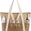HOMESPON Beach Bag Large Waterproof Sandproof Tote for Women with Zipper and Mesh Pockets