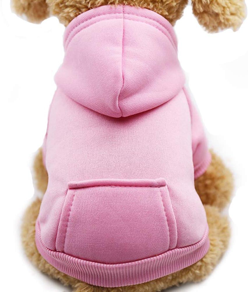 Jecikelon Winter Dog Hoodie Sweatshirts with Pockets Warm Dog Clothes for Small Dogs Chihuahua Coat Clothing Puppy Cat Custume (Pink, X-Small)