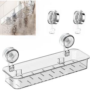Corrugated Suction Cup Storage Holder, Shower Caddy Suction Cup, Clear Shower Organizer Storage Holder, Acrylic Suction Shelves For Inside Bathroom Kitchen (Transparent)