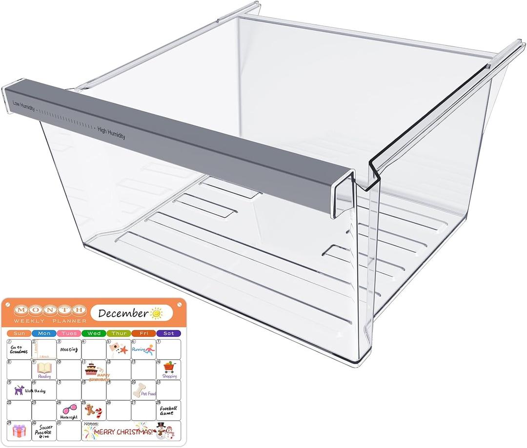 UPGRADED W11162443 Refrigerator Crisper Drawer Compatible with Whirlpool Maytag Refrigerator Drawer W11046494 Whirlpool Crisper Drawer WRS315SDHZ08 WRS315SDHM04 WRS325SDHZ WRS321SDHZ Fridge Drawer