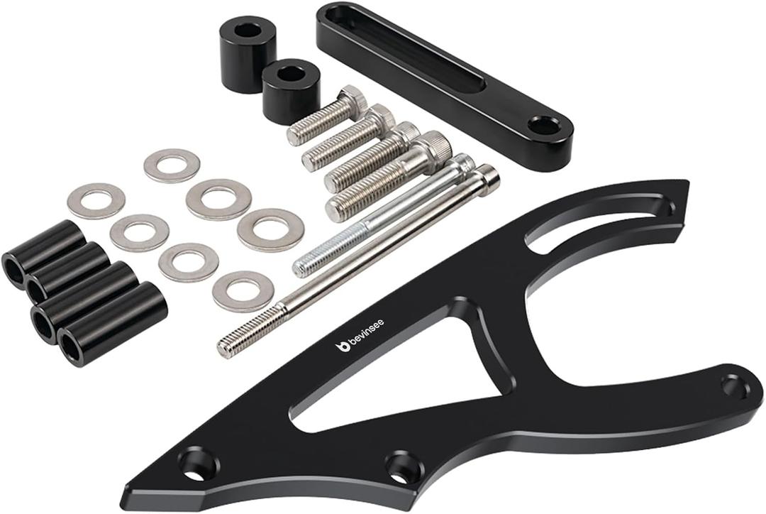 Bevinsee Power Steering Pump Mounting Bracket Compatible with Ford Small Block 289 & 302 Engines Passenger Cars 1964-1969 / Trucks 1964-1976 Black