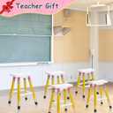 Yousoontic Pencil Teacher Stool 29 Inches Back to School Stool Solid Wood Colorful Stool Self Assembled Wooden Stool for Home Office Supplies