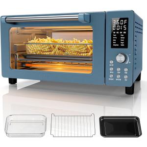 Nuwave Bravo Pro Convection Air Fryer Toaster Oven Combo, 2025 New and Improved, 10-in-1, 50-450F Temp Controls, Quick & Even Crisp Technology, 21Qt Capacity, Cozy Blue, PFAS Free