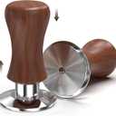 KYONANO 53.3mm Espresso Tamper, 30lb Spring-Loaded Calibrated Coffee Tamper, 304 Stainless Steel, Cuibourtia Wooden-Handle, Barista Tamper Suit for Over 53MM Espresso Portafilter (Brown)
