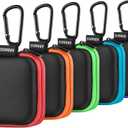 SUNGUY [5-Pack Earbud Case, Portable EVA Small Earbuds Carrying Case Storage Bag Organizer with Carabiners for Earphones, Earbuds, Earpieces, SD Memory Card, Camera Chips