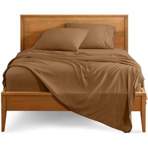 Bare Home King Sheet Set - 1800 Ultra-Soft Microfiber King Bed Sheets - Double Brushed - Deep Pockets - Easy Fit - 4 Piece Set - Bedding Sheets & Pillowcases (King, Caramel)