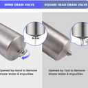 NSF/ANSI 42 Stainless Steel Whole House Water Filter Housing, 20" x 2.5" Sediment Water Filter System for Heavy Duty, Well & City Water, 1" NPT Port, Drain Valve Style C (Square Head)