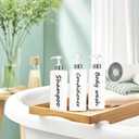 21oz Shampoo and Conditioner Dispenser (Set of 3) Modern Refillable Shampoo Pump Bottles for Shower Soap - Empty Shampoo Conditioner Body Wash Dispenser Set - Stylish Permanent Labels - for Bathroom
