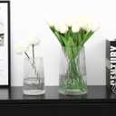 Ribbed Flower Vases Set of 2, Clear Vases for Flowers, Flower Vase for Bouquet, Modern Ribbed Glass Vase for Living Room, Bedroom, Dining Table, Office, Wedding, Centerpieces