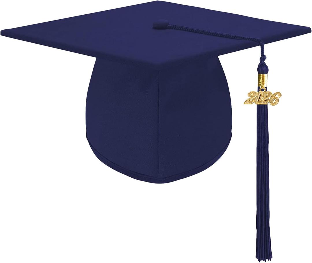 Unisex Adult Matte Graduation Cap Graduation Hat with Tassel Adjustable for High School and College (Dark Blue)