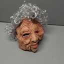 Old Women Mask Scary Realistic Wrinkle Granny Mask with Curls Halloween Funny Human Latex Cosplay Props for Party